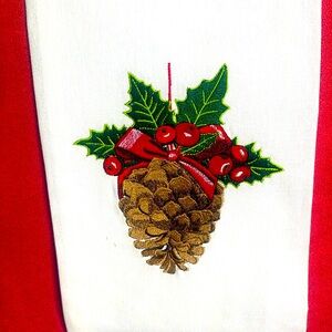 Pine Cone Christmas Embroidered Hand Towel